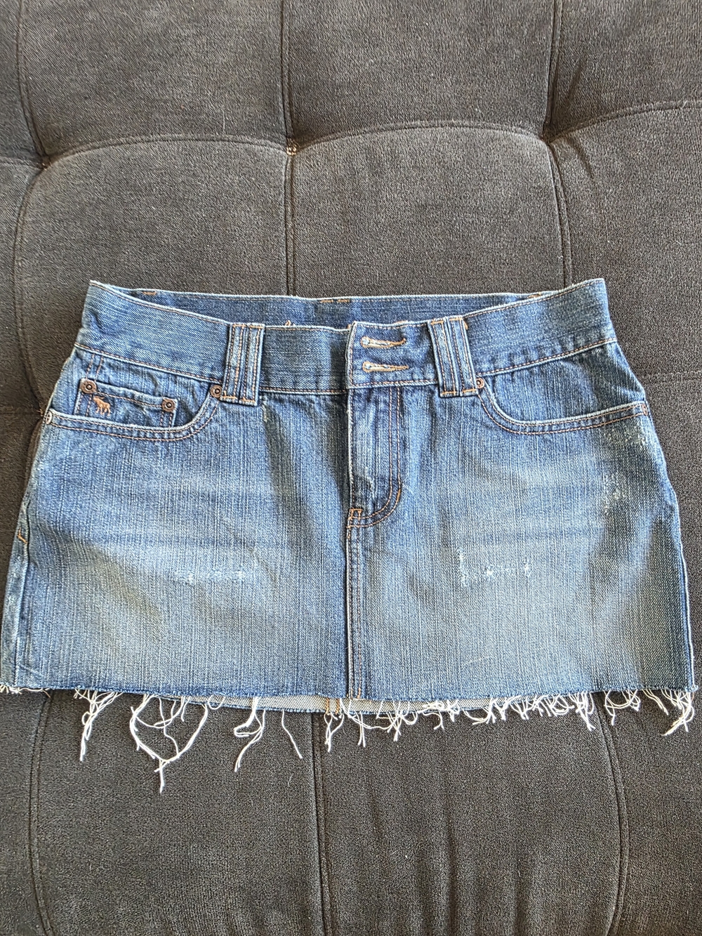 Abercrombie & Fitch Light Blue Distressed Denim Mini Skirt